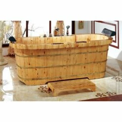 Gazebo Parts Direct Sales Store 37 Alfi Trade 65'' 2 Person Free Standing Cedar Wooden Bathtub With Fixtures & Headrests