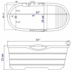 Alfi Trade 61'' Free Standing Cedar Wooden Bathtub With Chrome Tub Filler -Bathroom Supplies Sales 2024 ALF AB1136 d
