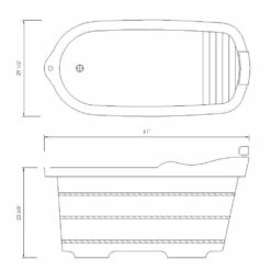 Alfi Trade 61'' Free Standing Cedar Wooden Bathtub With Fixtures & Headrest -Bathroom Supplies Sales 2024 ALF AB1139 d