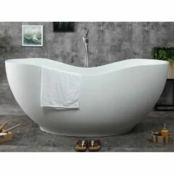 Gazebo Parts Direct Sales Store 39 Alfi Trade 66'' White Solid Surface Smooth Resin Soaking Bathtub