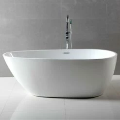 Alfi Trade 59 Inch White Oval Acrylic Free Standing Soaking Bathtub -Bathroom Supplies Sales 2024 ALF OFYN6RMLGT9UAV1G3BAQ