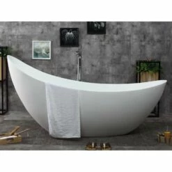Alfi Trade 73'' White Solid Surface Smooth Resin Soaking Slipper Bathtub -Bathroom Supplies Sales 2024 ALF OV3WLC5GBBMMG7DSHPES