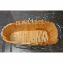 Alfi Trade 61'' Free Standing Cedar Wooden Bathtub With Chrome Tub Filler -Bathroom Supplies Sales 2024 ALF TMUGWWXO1IROHB71JYTR