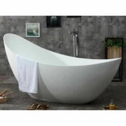 Alfi Trade 73'' White Solid Surface Smooth Resin Soaking Slipper Bathtub -Bathroom Supplies Sales 2024 ALF XHBZPPLFDHYNFKLEHW3R
