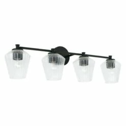 Capital Lighting 4-Light Vanity In Matte Black With Clear Fluted Glass