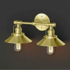 Gatco Modern Frmhs Metal Dbl Sconce Brsh Brass