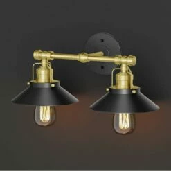 Gatco Modern Frmhs Metal Dbl Sconce MX/Brass