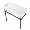 Kingston Brass Fauceture VPB39170ST New Haven 39'' Porcelain Console Sink With Stainless Steel Legs (Single-Hole), White/Matte Black -Bathroom Supplies Sales 2024 KIB AFP6HNO78FJGD5JSYL3N