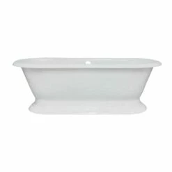Kingston Brass Aqua Eden 72-Inch Cast Iron Double Ended Pedestal Tub (No Faucet Drillings), White