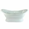 Kingston Brass Aqua Eden 72-Inch Cast Iron Double Slipper Pedestal Tub With 7-Inch Faucet Drillings, White