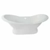 Kingston Brass Aqua Eden 72-Inch Cast Iron Double Slipper Pedestal Tub (No Faucet Drillings), White