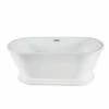 Kingston Brass Aqua Eden 66-Inch Acrylic Double Ended Pedestal Tub With Square Overflow And Pop-Up Drain, White