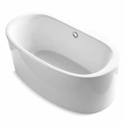 Kohler Sunstruck® 60'' X 34'' Oval Freestanding Bath With Straight Shroud And Center Drain