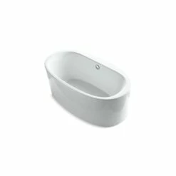 Kohler Sunstruck® 65-1/2'' X 35-1/2'' Oval Freestanding Bath With Straight Shroud And Center Drain