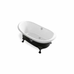 Kohler Artifacts™ 66-1/8'' X 32-1/2'' Freestanding Bath With Iron Black Exterior And Decorative Border