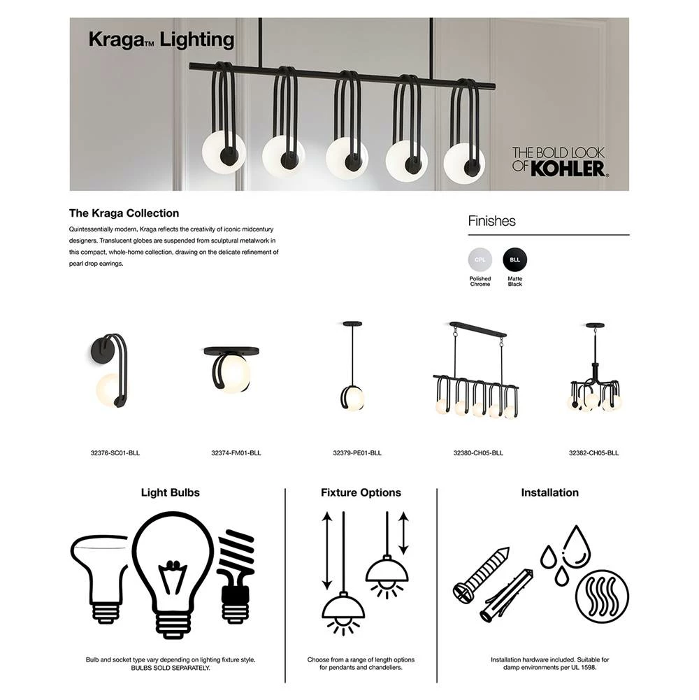 Kohler Kraga 45-in Five-light Linear Chandelier 5 Kohler Kraga 45-in Five-light Linear Chandelier - Image 3