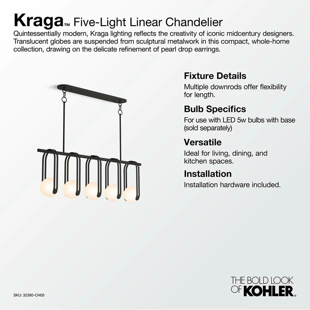 Kohler Kraga 45-in Five-light Linear Chandelier 4 Kohler Kraga 45-in Five-light Linear Chandelier - Image 2