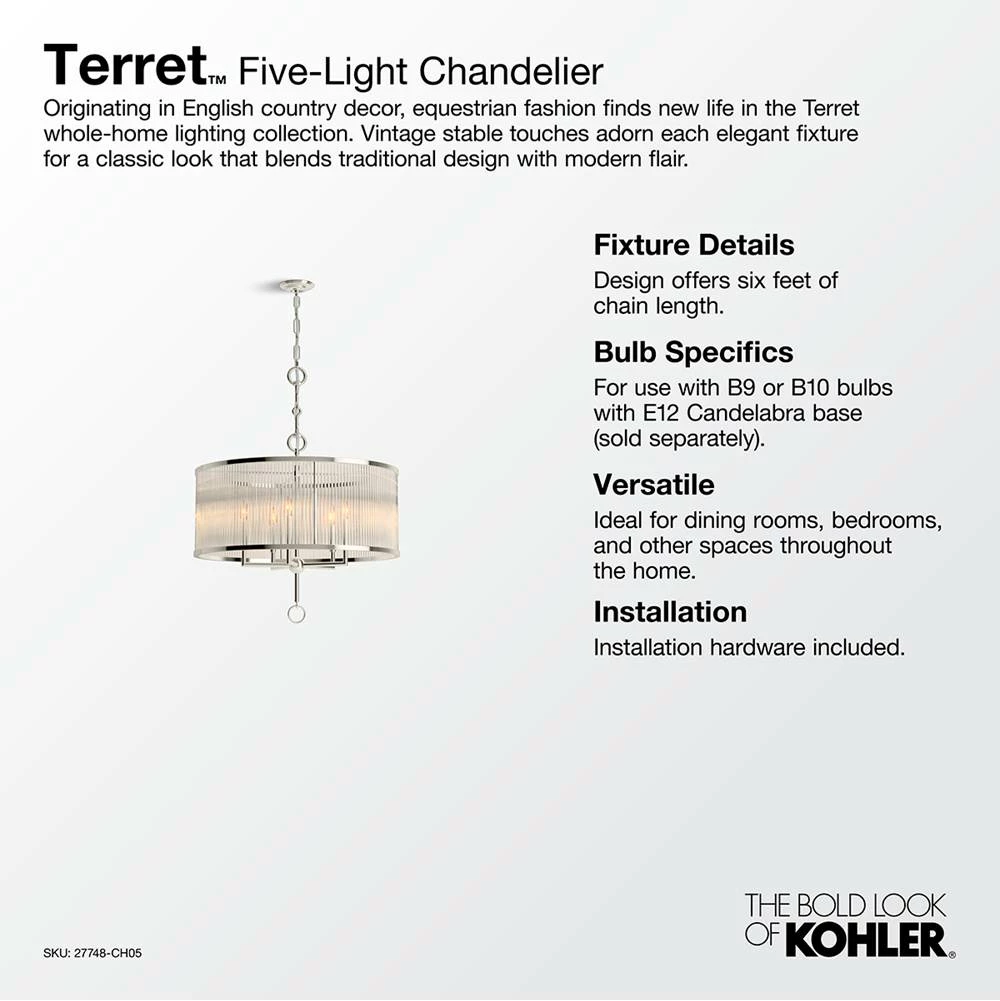 Kohler Terret 29-in Five-light Chandelier 5 Kohler Terret 29-in Five-light Chandelier - Image 3