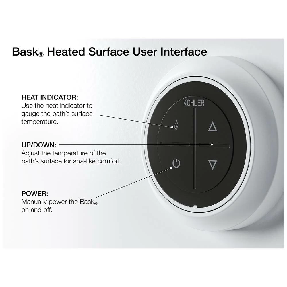 Kohler Sunward® 66'' X 42'' Heated BubbleMassage™ Air Bath With Bask®, End Drain 10 Kohler Sunward® 66'' X 42'' Heated BubbleMassage™ Air Bath With Bask®, End Drain - Image 8