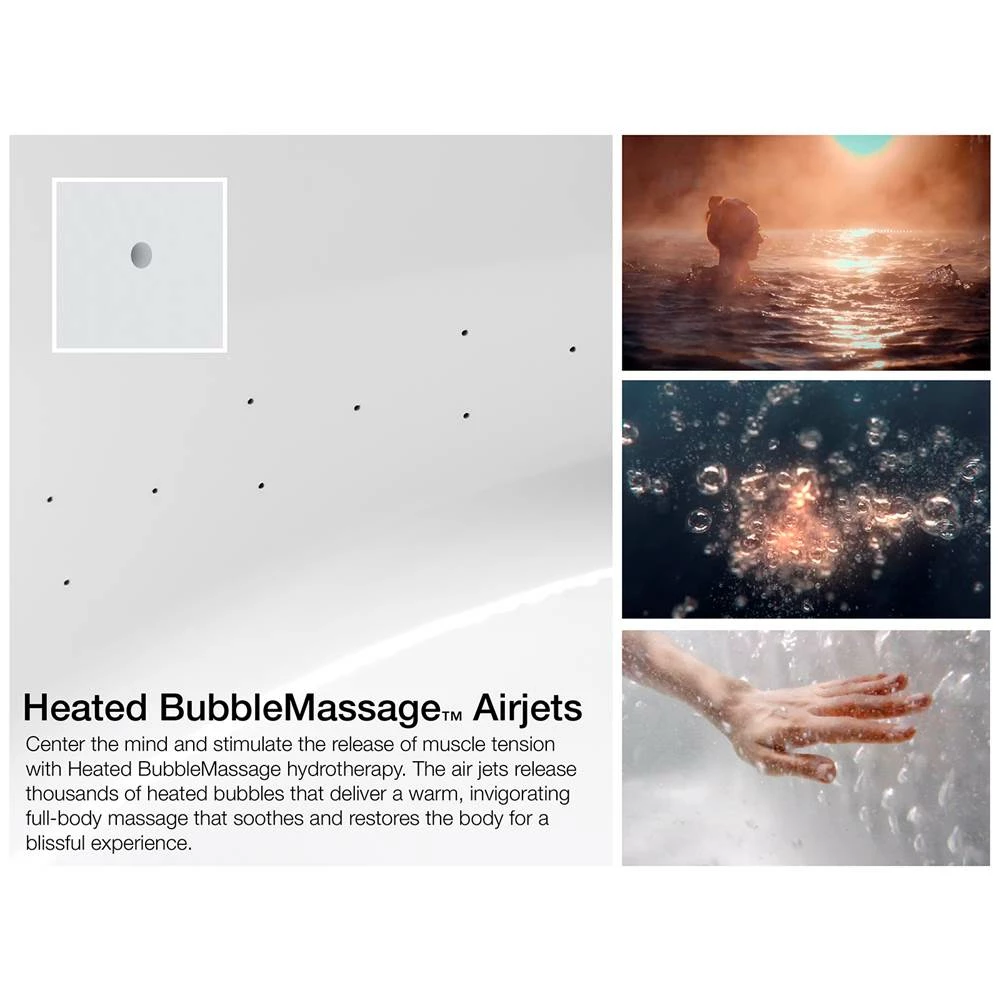 Kohler Sunward® 66'' X 42'' Heated BubbleMassage™ Air Bath With Bask®, End Drain 4 Kohler Sunward® 66'' X 42'' Heated BubbleMassage™ Air Bath With Bask®, End Drain - Image 2