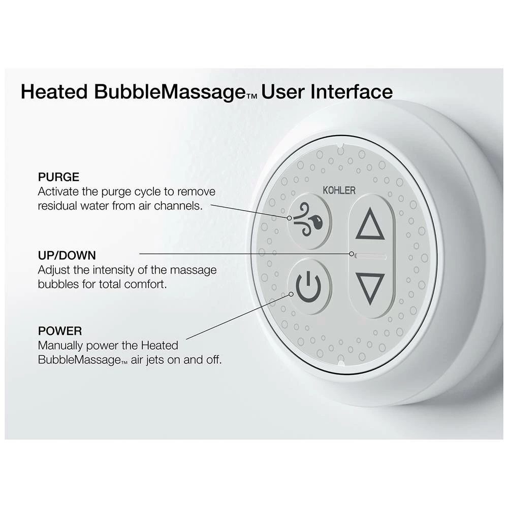Kohler Sunward® 66'' X 42'' Heated BubbleMassage™ Air Bath With Bask®, End Drain 5 Kohler Sunward® 66'' X 42'' Heated BubbleMassage™ Air Bath With Bask®, End Drain - Image 3