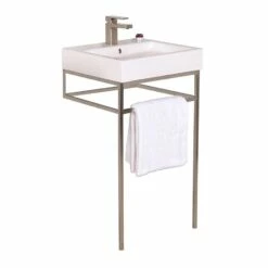 Lacava Floor-standing Stainless Steel Console Stand With A Towel Bar In The Front And Sides , 19''W, 17''D, 35''H. Washbasin 5035 Sold Separately.