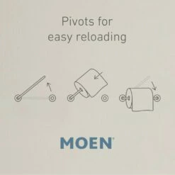 Moen 90 Degree Modern Double Post Pivoting Toilet Paper Holder, Brushed Nickel -Bathroom Supplies Sales 2024 MOE PivotingGraphicV2