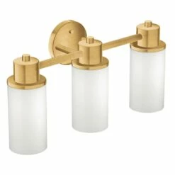 Moen 3-Light Dual-Mount Bath Bathroom Vanity Fixture With Frosted Glass In Brushed Gold