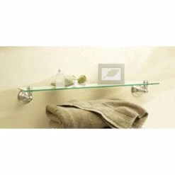 Moen Sage 22.75-Inch Wide X 5-Inch Deep Decorative Glass Bathroom Vanity Shelf, Brushed Nickel -Bathroom Supplies Sales 2024 MOE dn6890bn set1