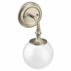Moen Colinet 1-Light Dual-Mount Bath Bathroom Vanity Fixture With Frosted Glass In Brushed Nickel
