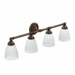 Moen Brantford 4-Light Dual-Mount Bathroom Vanity Fixture With Frosted Glass, Oil-Rubbed Bronze