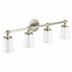 Moen Flara 4-Light Dual-Mount Bath Bathroom Vanity Light Fixture With Frosted Glass, Brushed Nickel