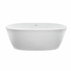 MTI Baths Elena Sculpturestone Freestanding Rolled Rim Soaker - Gloss White (66X31.75)