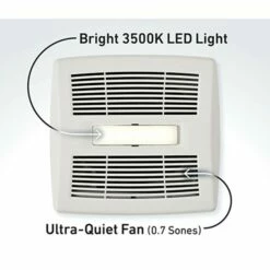 Broan Nutone Bathroom Exhaust Fan W/ LED Light, ENERGY STAR®, 50-110 CFM -Bathroom Supplies Sales 2024 NUT AE80L AE80BL AE110L AER110L AE50110DCL CST80SL AER90LC AER110LC grille infographic