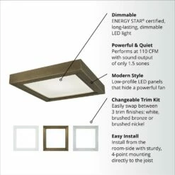 Broan Nutone NuTone® 110 CFM Decorative Exhaust Fan, Square Flat Panel LED Light W/ Easy Change Trim Kit, ENERGY STAR® Certified -Bathroom Supplies Sales 2024 NUT AERN110LTK Infographic