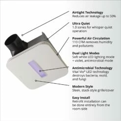 Broan Nutone NuTone® SurfaceShield™ Exhaust Fan W/ LED And Vyv™ Antimicrobial Virus Killing* Light, 110 CFM 21 Broan Nutone NuTone® SurfaceShield™ Exhaust Fan W/ LED And Vyv™ Antimicrobial Virus Killing* Light, 110 CFM -Bathroom Supplies Sales 2024 NUT AR110LKVV ARN110LKVV Infographic 1