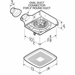 Broan Nutone LoProfile 80 CFM Ceiling/Wall Exhaust Fan For Bathroom Or Garage With 4 In. Oval Duct Or 3 In. Round Duct, ENERGY STAR* -Bathroom Supplies Sales 2024 NUT LP80 5 dim