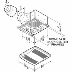 Broan Nutone ULTRA GREEN ZB Series 80 CFM Multi-Speed Ceiling Bathroom Exhaust Fan With Motion Sensing, ENERGY STAR* -Bathroom Supplies Sales 2024 NUT ZB80M 4 dim