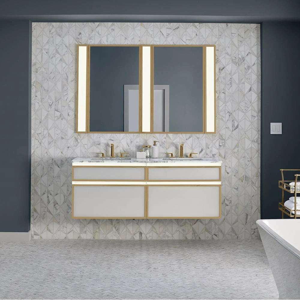 Robern Profiles Framed Lighting, 5'' X 40'' X 4-5/8'', Matte Gold, Variable 2700K To 5600K Temperature (Warm To Cool Light) 5 Robern Profiles Framed Lighting, 5'' X 40'' X 4-5/8'', Matte Gold, Variable 2700K To 5600K Temperature (Warm To Cool Light) - Image 3