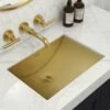 Ruvati 16 X 11 Inch Brushed Gold Polished Brass Rectangular Bathroom Sink Undermount -Bathroom Supplies Sales 2024 RUV RVH6107GG