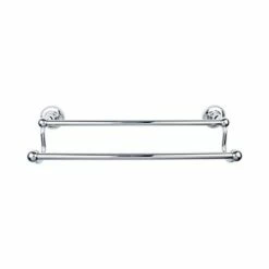 Top Knobs Edwardian Bath Towel Bar 24 In. Double - Beaded Bplate Polished Chrome